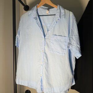 Blue and white striped shirt